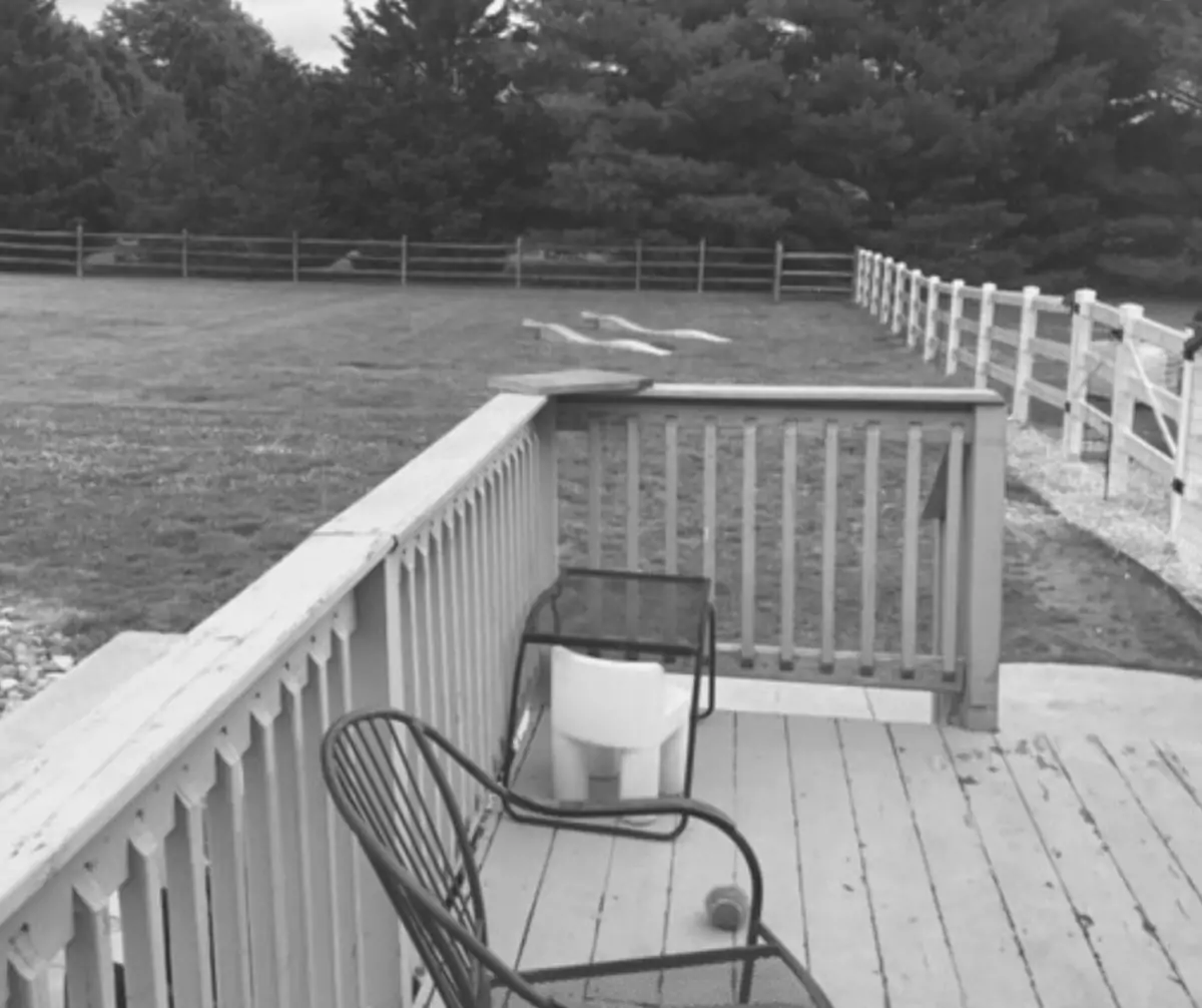 Deck looking out onto an empty play area