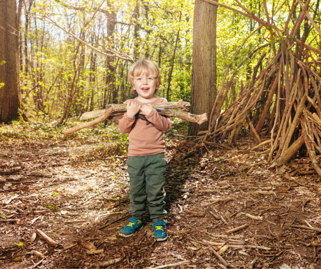 Building things, big or small…with sticks, feathers, leaves and other found objects.