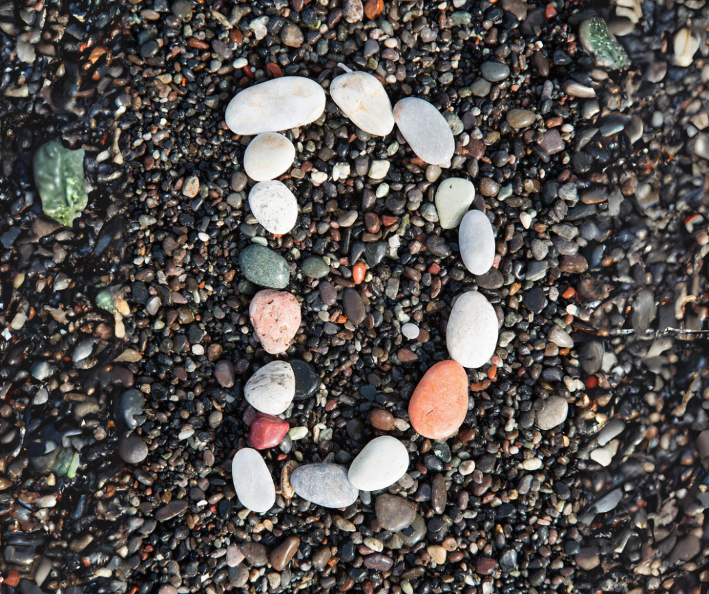 Letters and shapes with stones, flowers, and whatever else you can find!